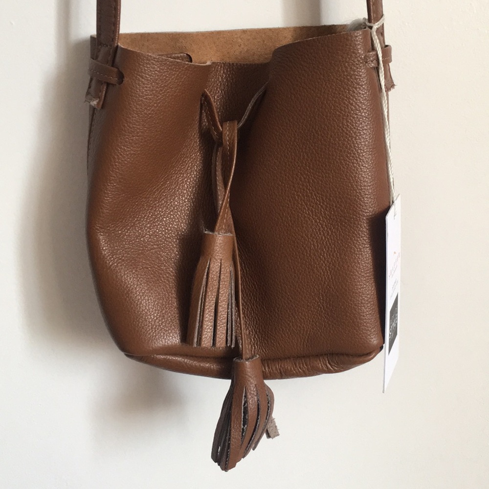 Leather Bucket Crossbody Bag